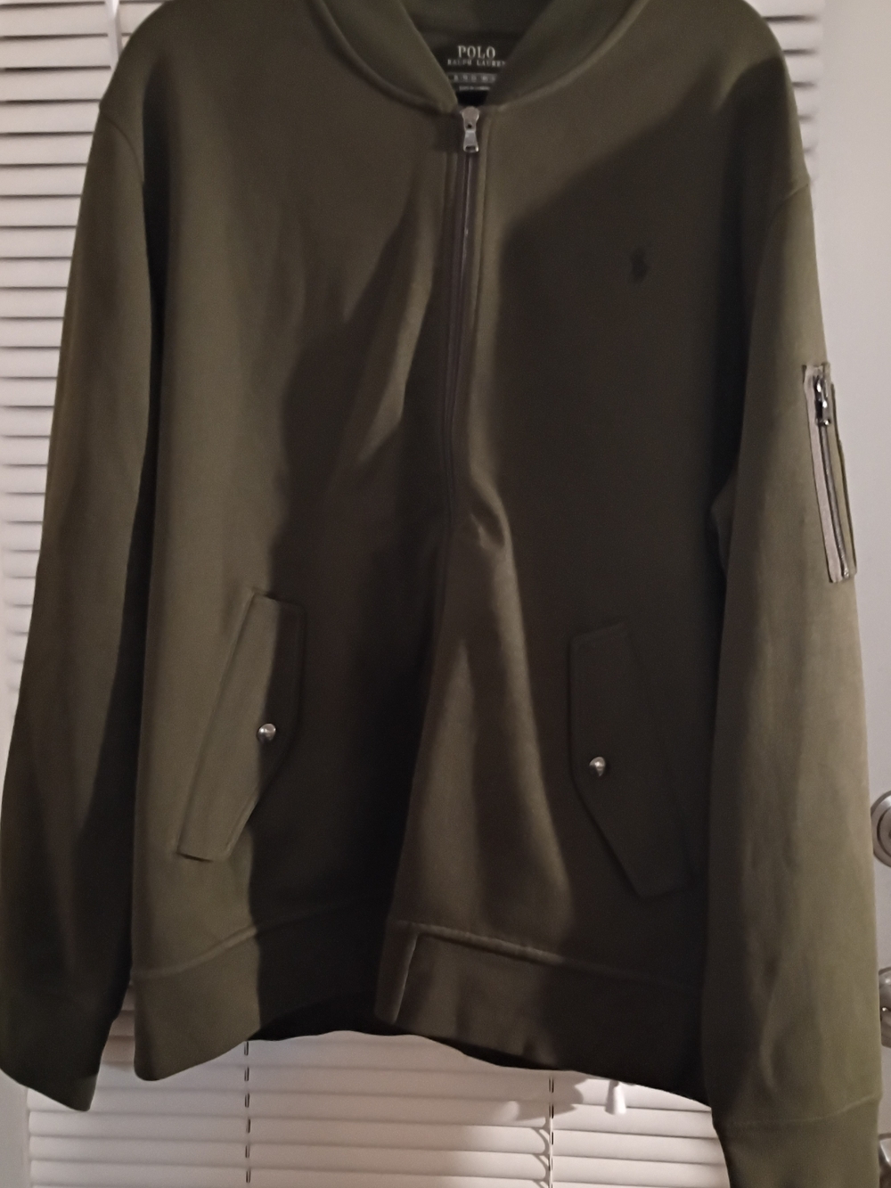 Polo by Ralph Lauren Flight Tech Olive Green Bomber Jacket Full Zip Men's Sz XL